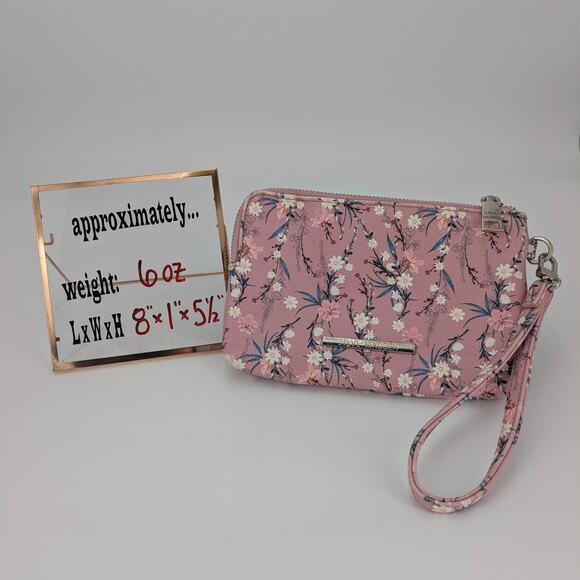 Steve Madden Pink Floral Wristlet Zippered Btrell Wallet Purse Clutch Flowers - Picture 10 of 10